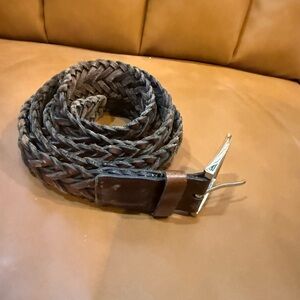 Men's Braided Leather Belt - Brown